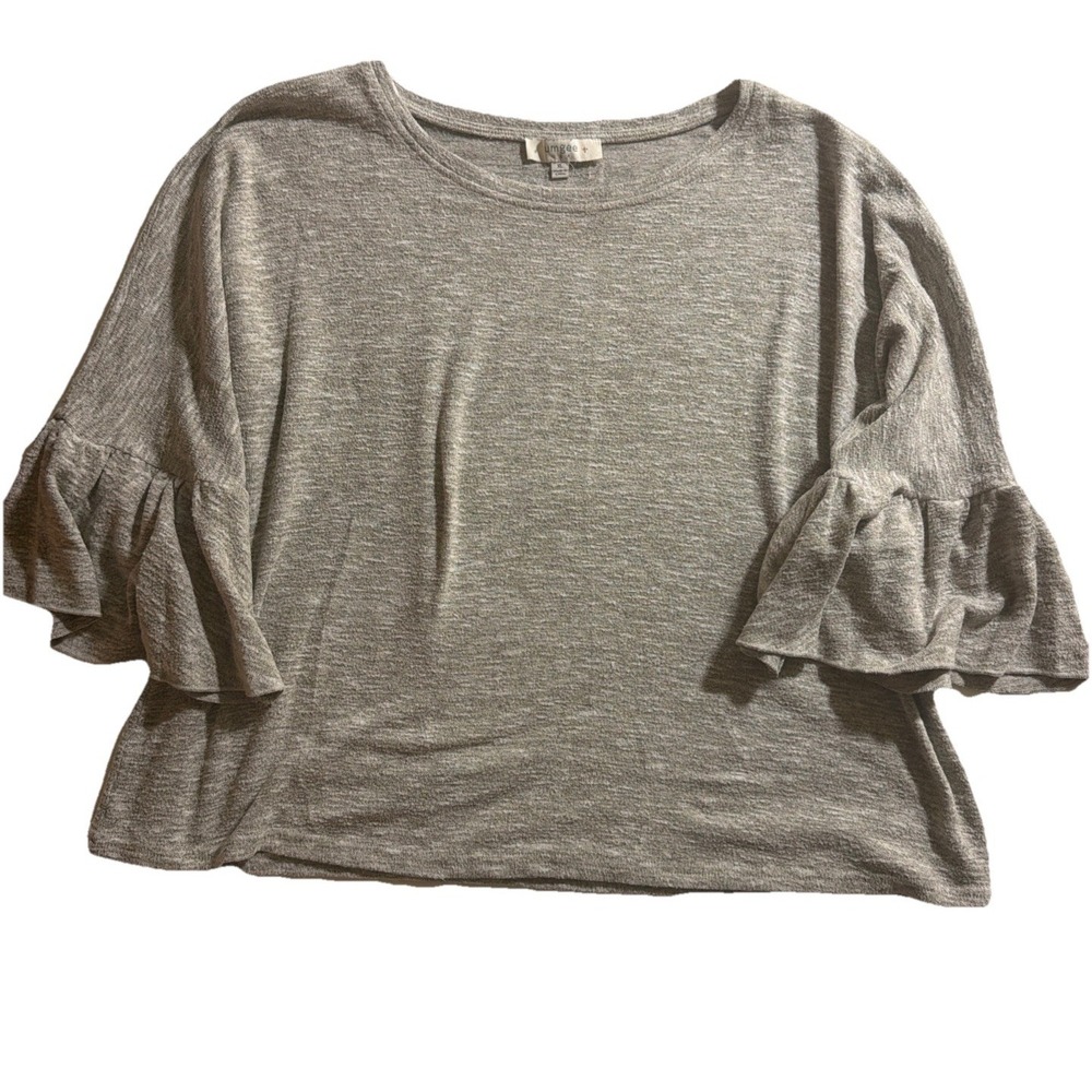 Umgee Lightweight Crop Tunic Top Womens Size XL Light Gray  Oversized Boho Beach